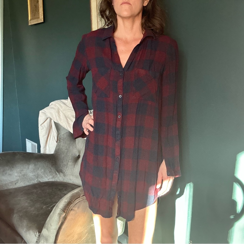 Both and stone long button down short dress